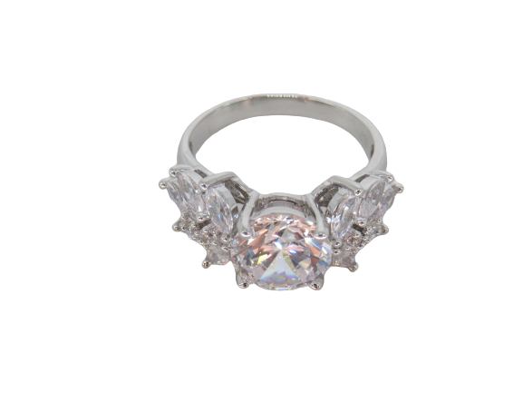Jewelshingar Jewellery Fine 925 Silver Plated Austrian Diamond Solitare Look Ring In Beautiful Jewellery Box For Gifting For Woman ( 58535RIN )