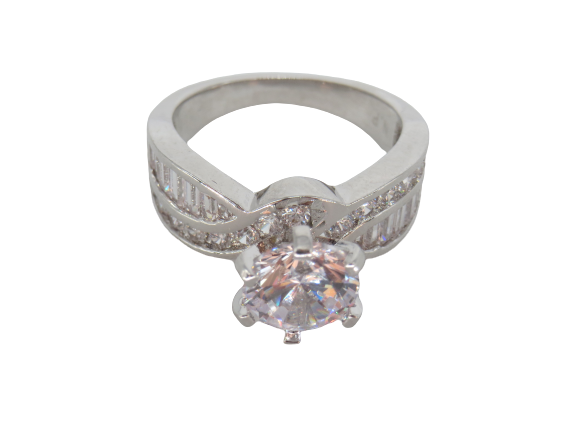 Jewelshingar Jewellery Fine 925 Silver Plated Austrian Diamond Solitare Look Ring In Beautiful Jewellery Box For Gifting For Woman ( 58544RIN )