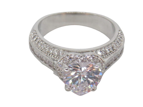 Jewelshingar Jewellery Fine 925 Silver Plated Austrian Diamond Solitare Look Ring In Beautiful Jewellery Box For Gifting For Woman ( 58522RIN )