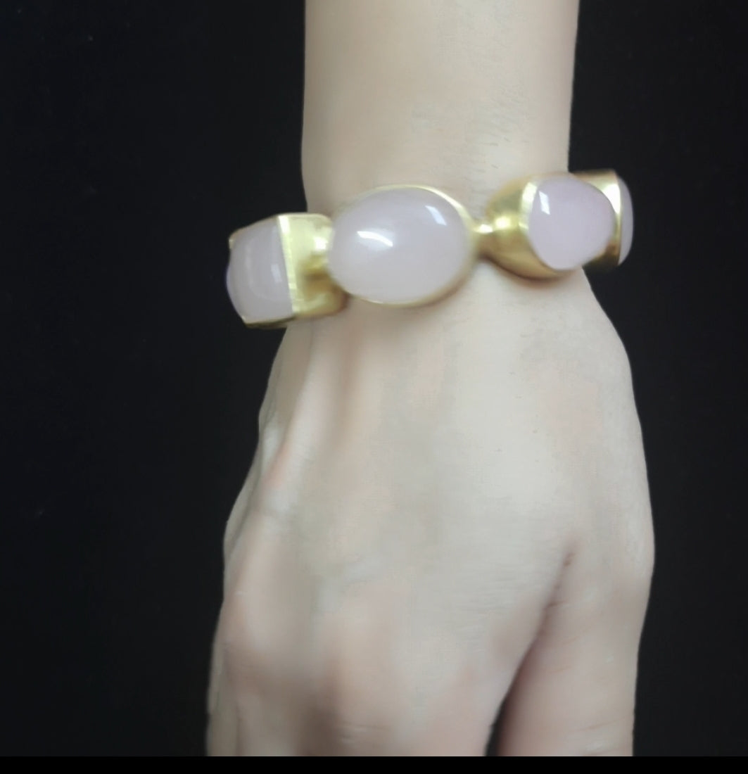 Jewelshingar Jewellery Fine Semi Precious Rose Chalcedony Bracelet For Women ( 53349URVA )