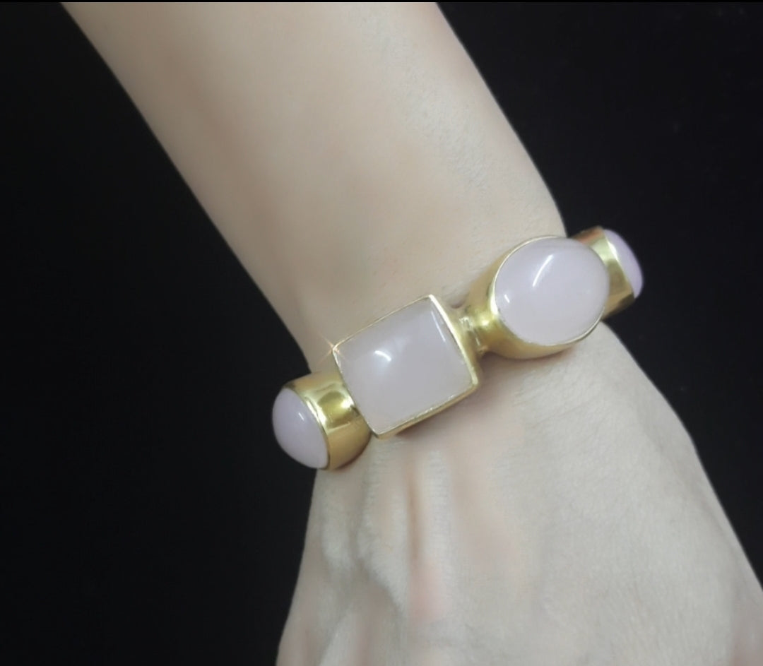 Jewelshingar Jewellery Fine Semi Precious Rose Chalcedony Bracelet For Women ( 53349URVA )
