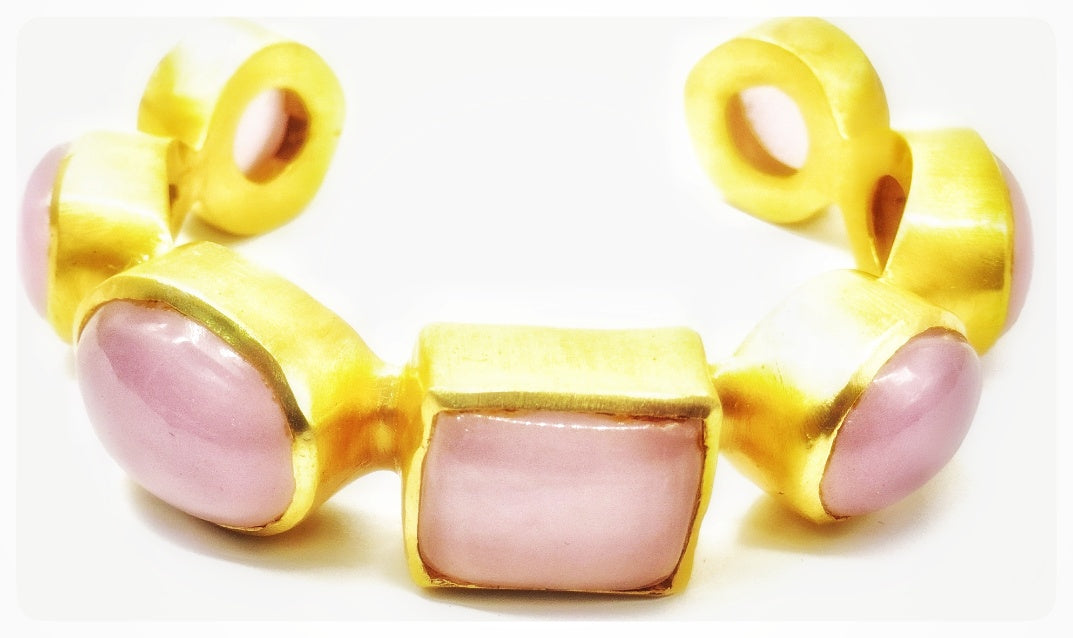 Jewelshingar Jewellery Fine Semi Precious Rose Chalcedony Bracelet For Women ( 53349URVA )