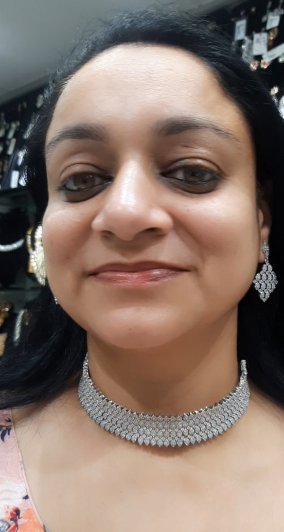 Jewelshingar necklace set in diamond look (95704NAD)