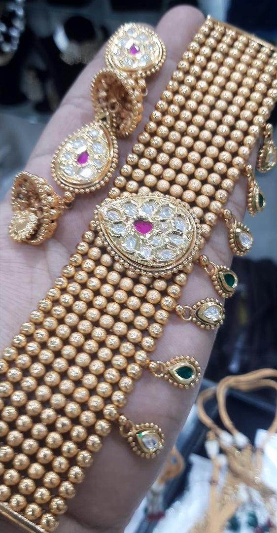 Jewelshingar Ruby panna Antique Necklace (125155AST)