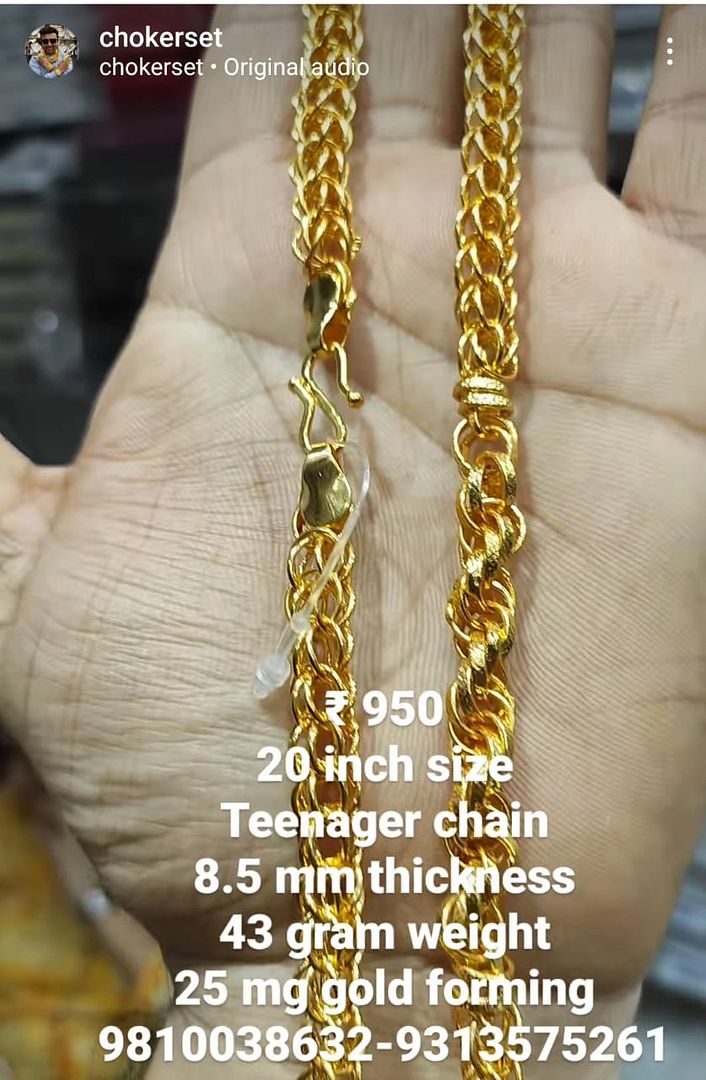Teenager Partywear Chain SIZE 20 ( 50.8 CM ) 8.5 mm 43 gram 25 mg Gold forming Jewellery By Chokerset (88320517)