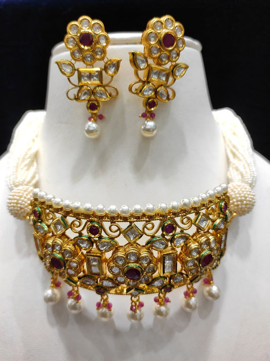 Fine Fashion Kundan Polki Jewellery Set By Chokerset CSACS435