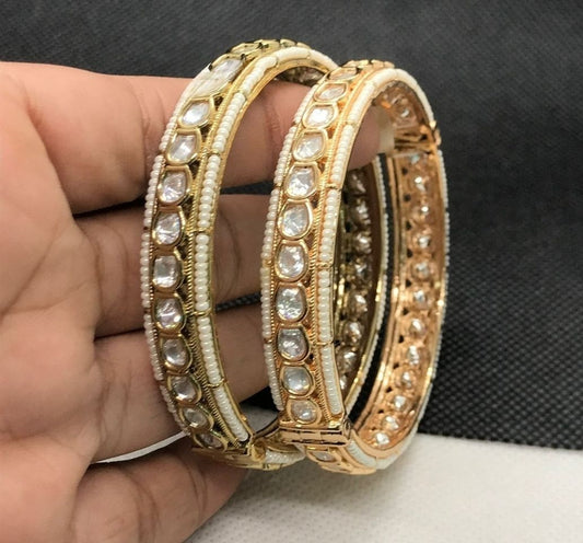 Fine Antique Polki Kundan Bangles By Chokerset Colour Gold, Plating Gold CSBG3365