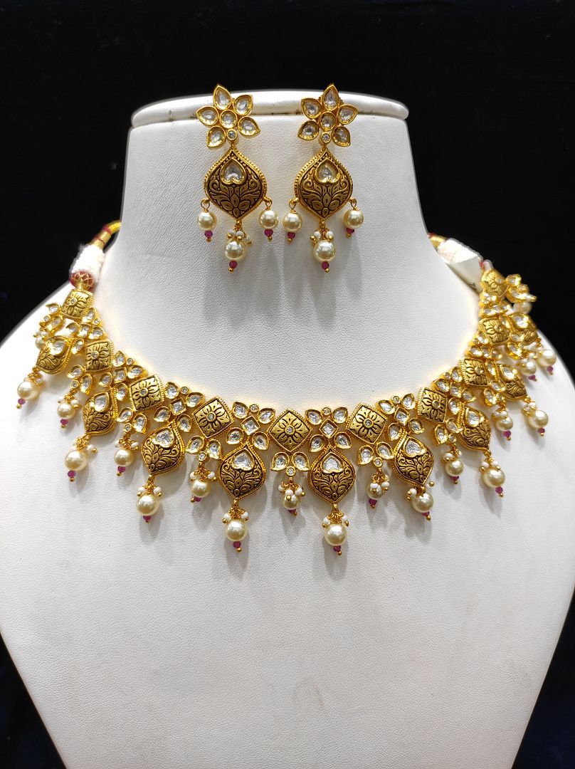 Fine Fashion Kundan Polki Jewellery Set By Chokerset CSACS443