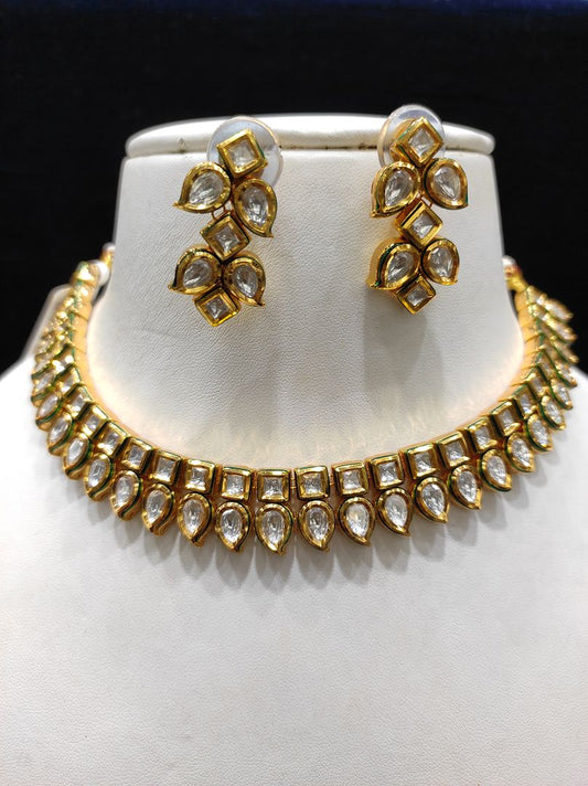 Fine Fashion Kundan Polki Jewellery Set By Chokerset CSACS455