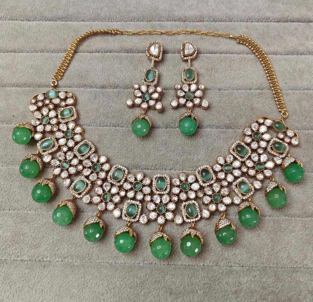Fine Polki Kundan Antique Set By Chokerset APS962