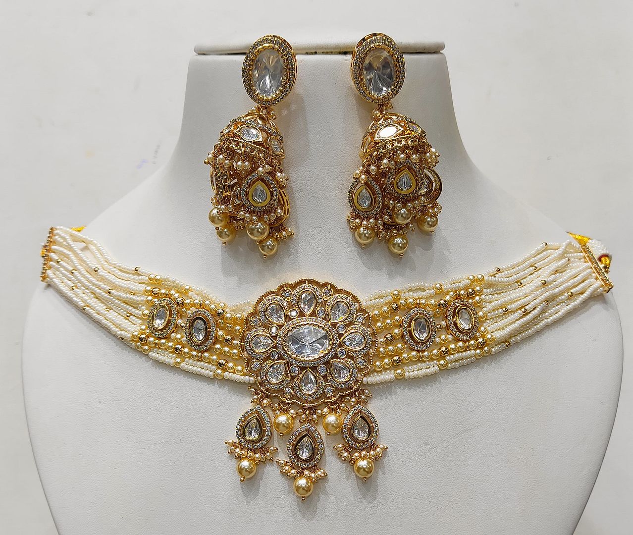 Antique Gold Forming Necklace Earrings By Chokerset NECK4702