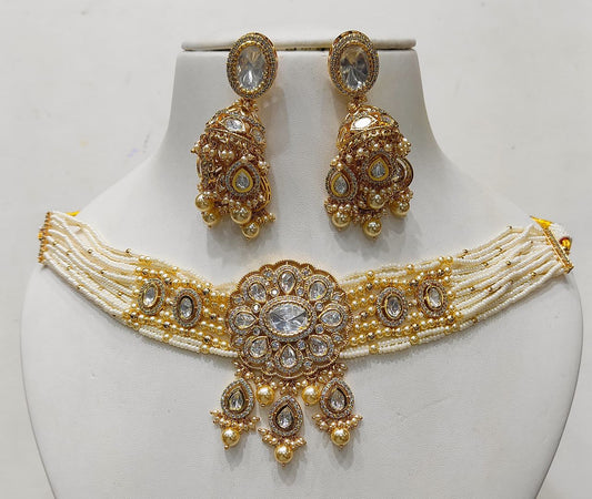 Antique Gold Forming Necklace Earrings By Chokerset NECK4702