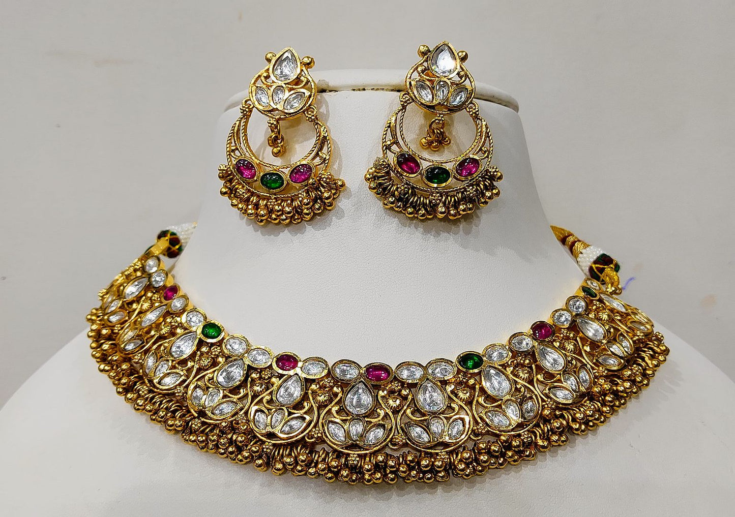Antique Gold Forming Necklace Earrings By Chokerset NECK4704