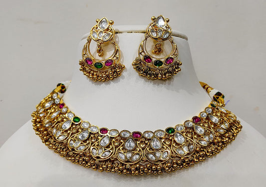 Antique Gold Forming Necklace Earrings By Chokerset NECK4704