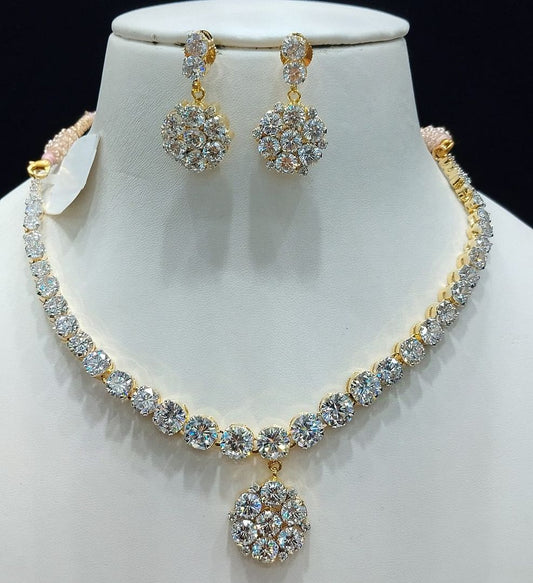 Zircon Necklace By Chokerset Colour Clear, Plating Gold CSNA4405