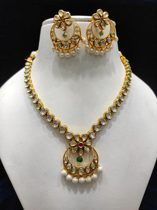 Fine Fashion Kundan Polki Jewellery Set By Chokerset CSACS446