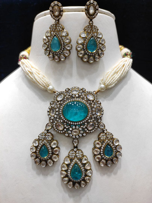 Fine Fashion Kundan Polki Jewellery Set By Chokerset CSACS427