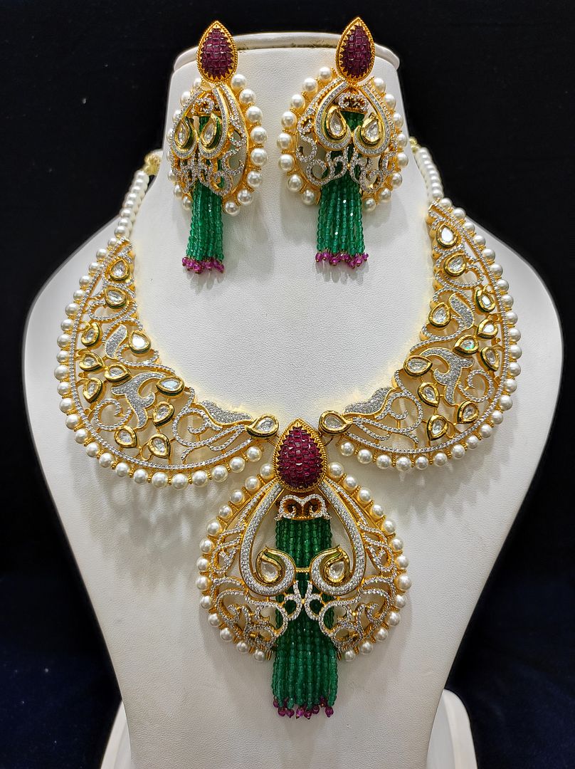 Fine Fashion Kundan Polki Jewellery Set By Chokerset CSACS408