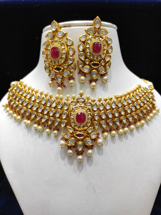 Fine Fashion Kundan Polki Jewellery Set By Chokerset CSACS414