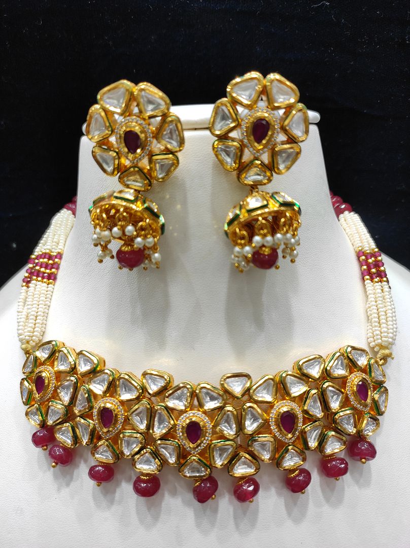 Fine Fashion Kundan Polki Jewellery Set By Chokerset CSACS456