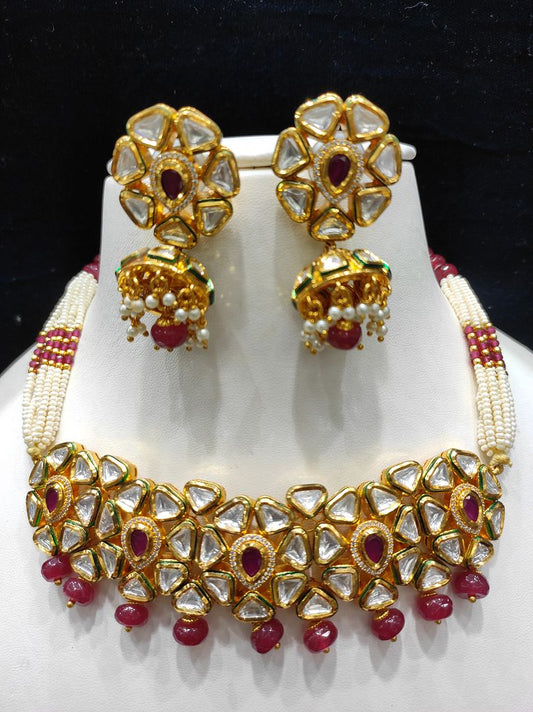 Fine Fashion Kundan Polki Jewellery Set By Chokerset CSACS456