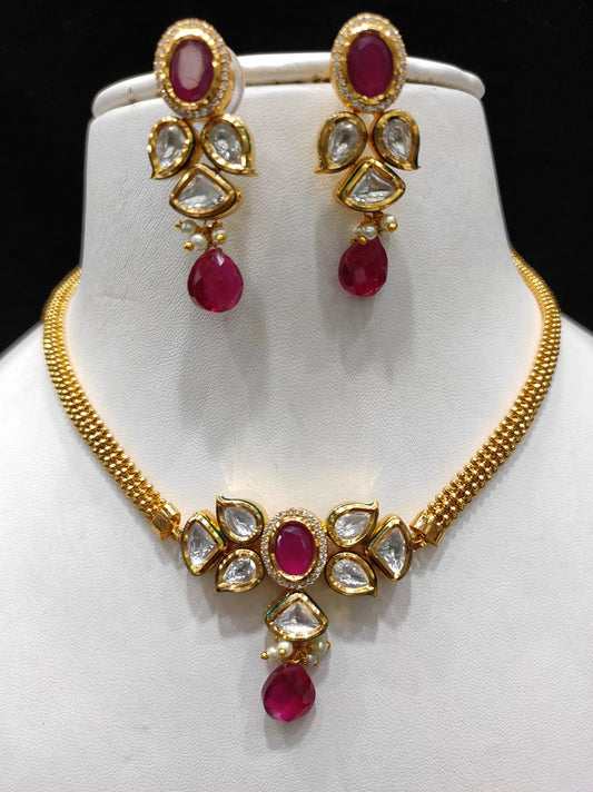 Fine Fashion Kundan Polki Jewellery Set By Chokerset CSACS465