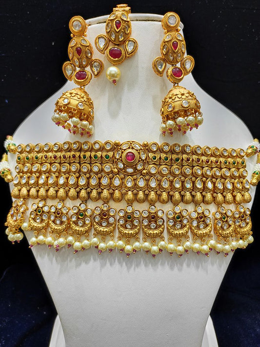 Fine Fashion Kundan Polki Jewellery Set By Chokerset CSACS417