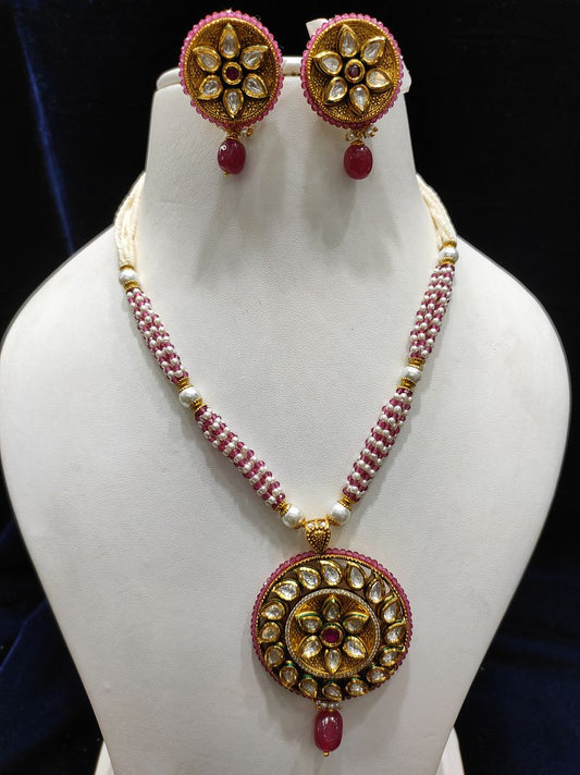 Fine Fashion Kundan Polki Jewellery Pendant Set By Chokerset CSACP441