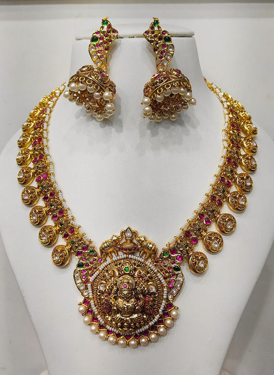 Antique Gold Forming Necklace Earrings By Chokerset NECK4701