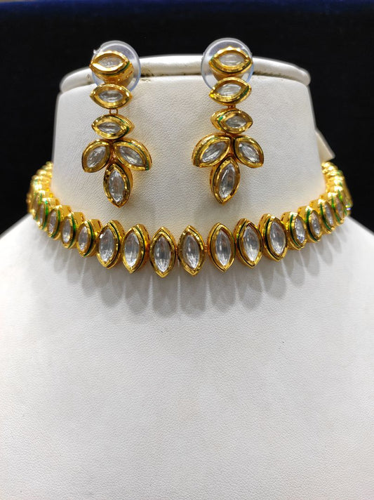 Fine Fashion Kundan Polki Jewellery Set By Chokerset CSACS448