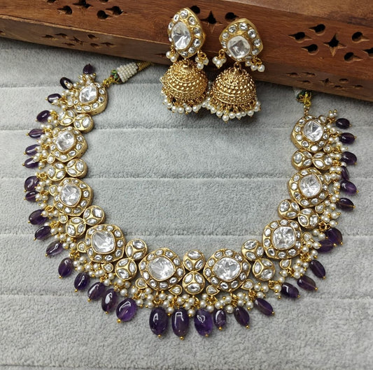 Fine Fashion Kundan Polki Jewellery Set By Chokerset CSACS472