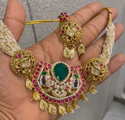 Fine Polki Kundan Antique Set By Chokerset APS1208