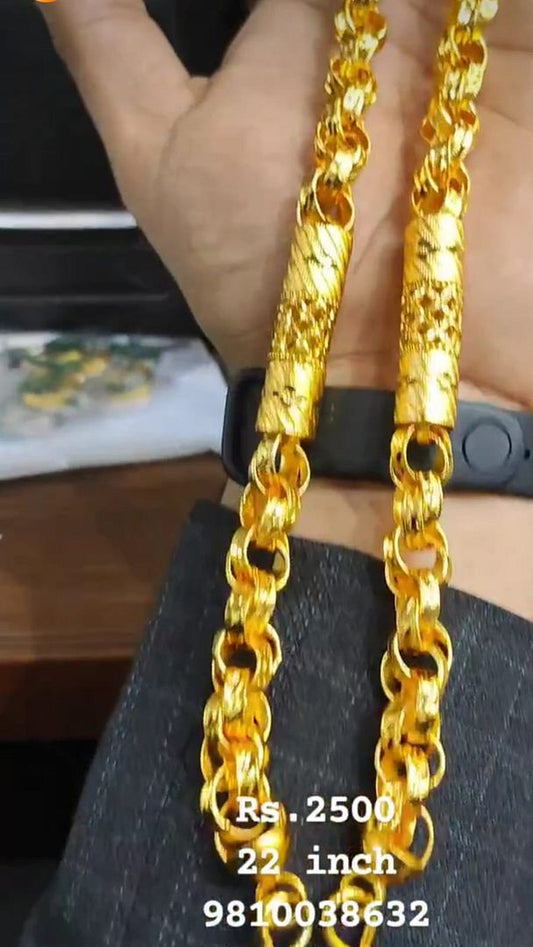 Gold Forming 100 Mg 22 Inch 10 mm 80 Gram Cylindrical Chain By Chokerset CHWA0021