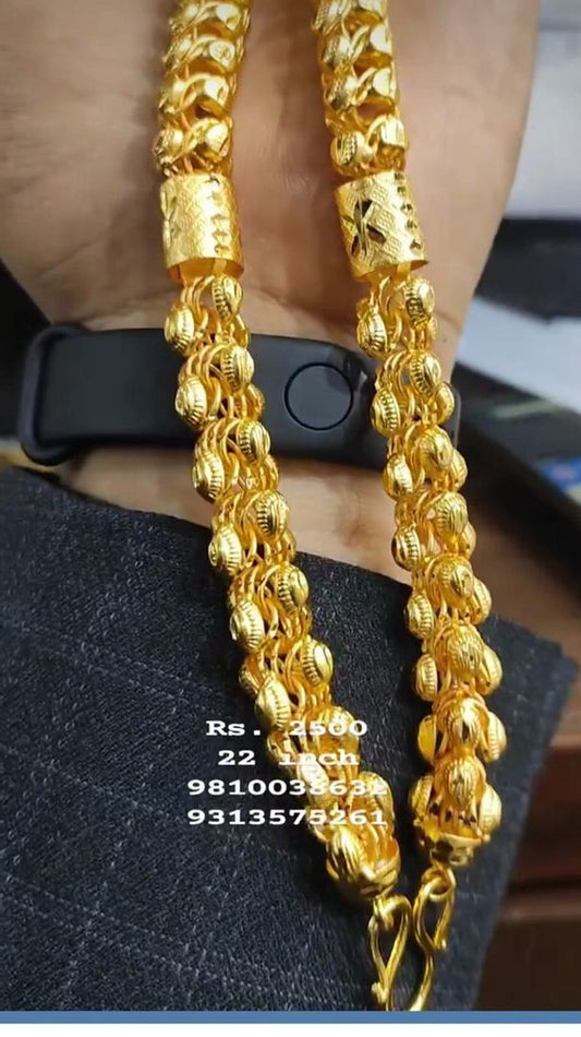 Gold Forming 200 Mg 22 Inch 12 mm 90 Gram Cylindrical Chain By Chokerset CHWA0042