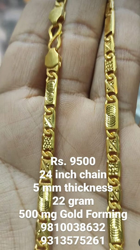 Gold Forming 500 Mg 24 Inch 5 mm 22 Gram Nawabi Biscuit Chain By Chokerset CHWA0048