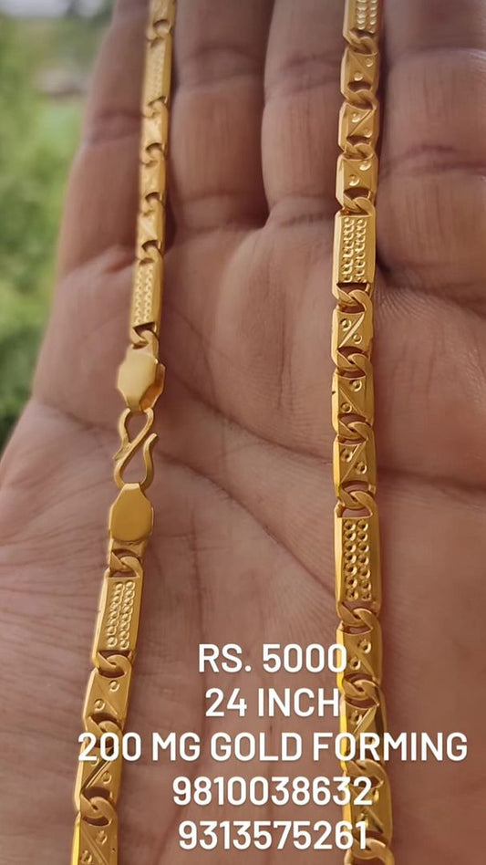 Gold Forming 200 Mg 24 Inch 6 mm 25 Gram Nawabi Biscuit Chain By Chokerset CHWA0068