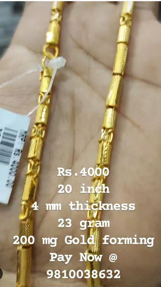 Gold Forming 200 Mg 20 Inch 4 mm 23 Gram Cylindrical Chain By Chokerset CHWA0086