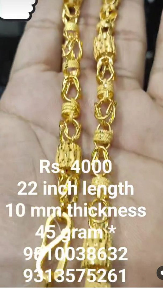 Gold Forming 200 Mg 22 Inch 10 mm 45 Gram Cylindrical Chain By Chokerset CHWA0090