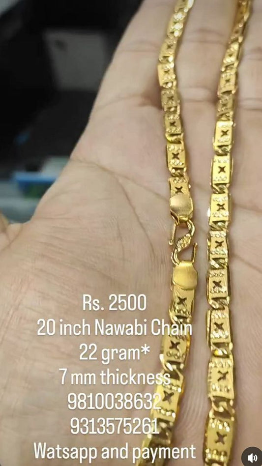 Gold Forming 100 Mg 22 Inch 7 mm 22 Gram Nawabi Biscuit Chain By Chokerset CHWA0093