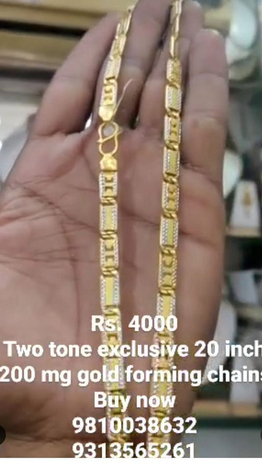 Gold Forming 200 Mg 20 Inch 6 mm 25 Gram Two Tone Chain By Chokerset CHWA0097