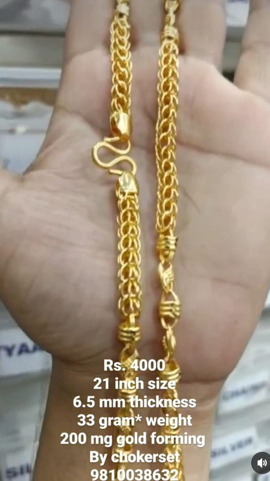 Gold Forming 200 Mg 21 Inch 6.5 mm 33 Gram Cylindrical Chain By Chokerset CHWA0101