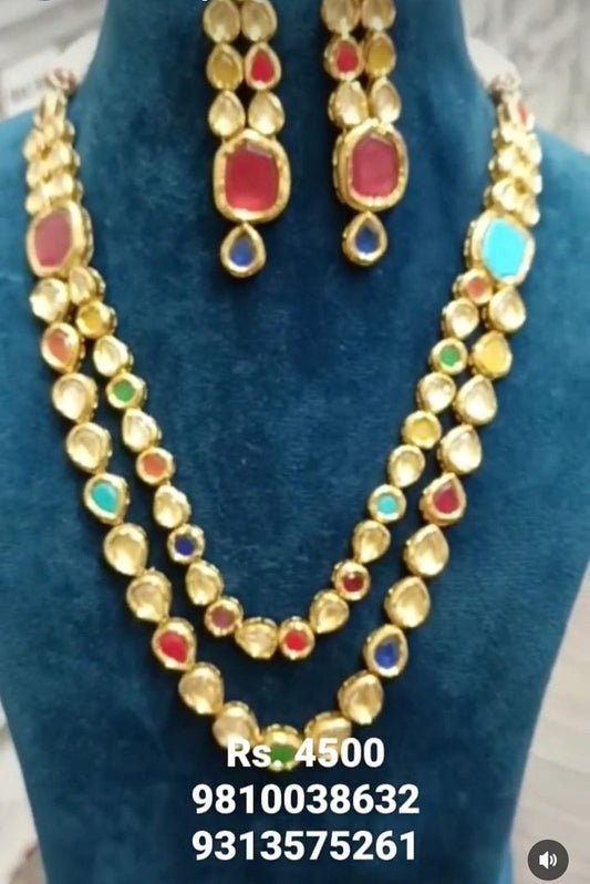 Kundan Necklace In Multi Colour And Gold Plating By Chokerset NKWA0012