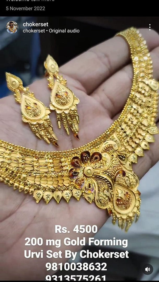 Gold Forming Necklace In Gold Colour And Gold Plating By Chokerset NKWA0231