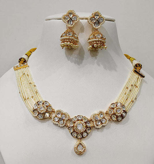 Antique Gold Forming Necklace Earrings By Chokerset NECK4710