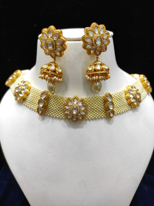 Fine Fashion Kundan Polki Jewellery Set By Chokerset CSACS413