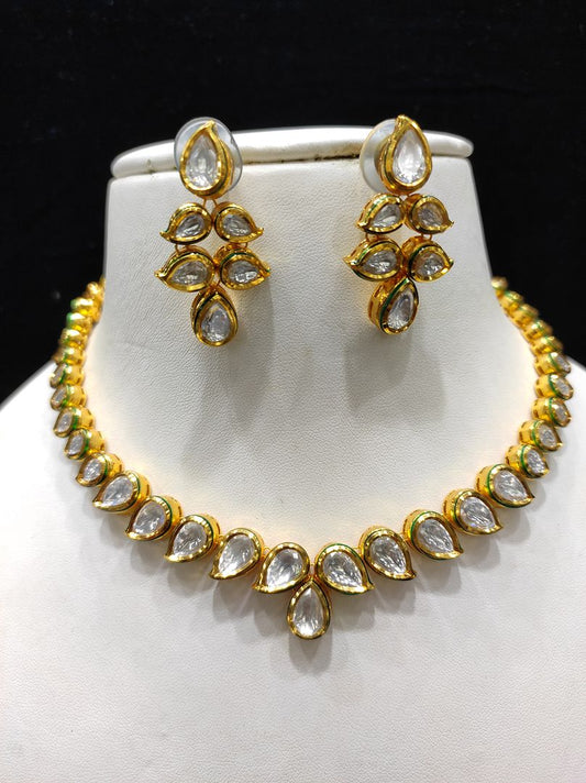 Fine Fashion Kundan Polki Jewellery Set By Chokerset CSACS458