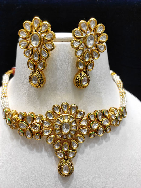 Fine Fashion Kundan Polki Jewellery Set By Chokerset CSACS438