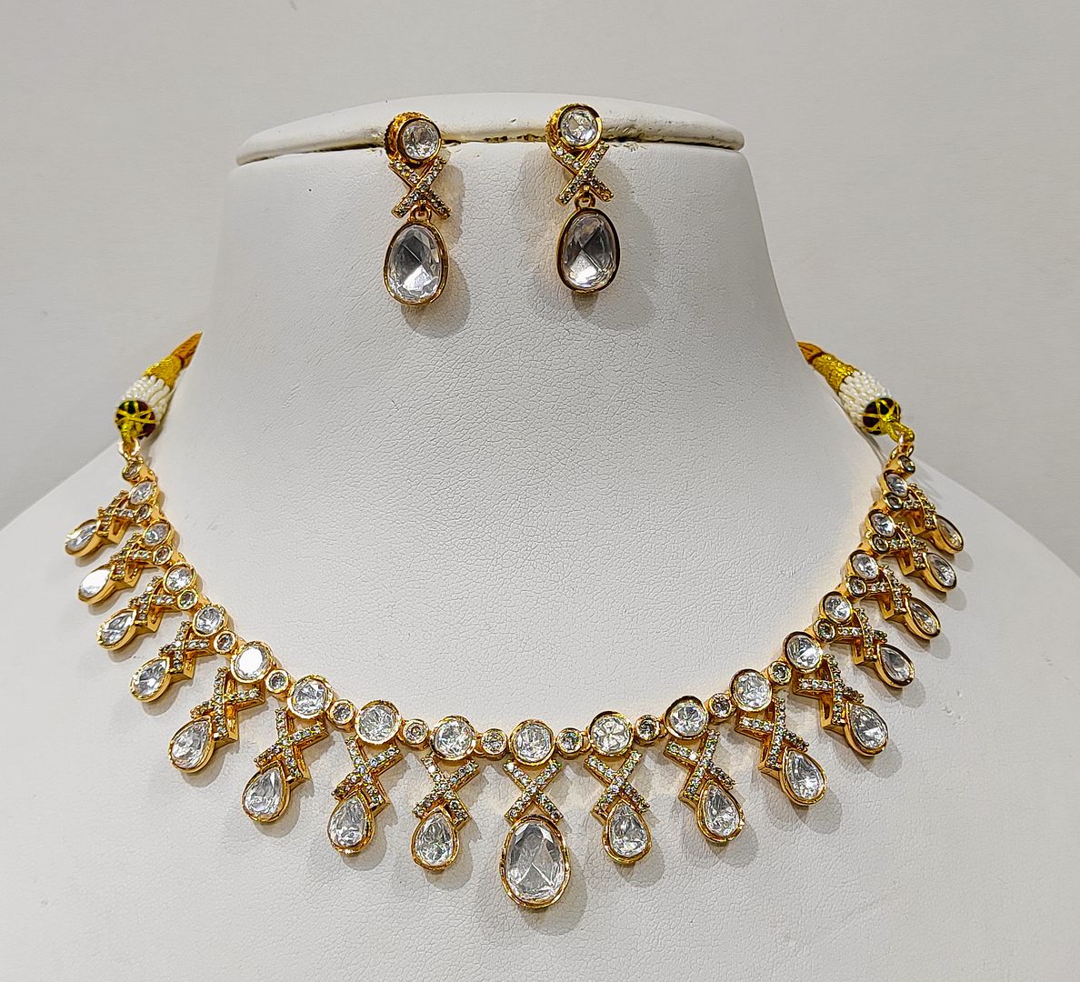 Antique Gold Forming Necklace Earrings By Chokerset NECK4711