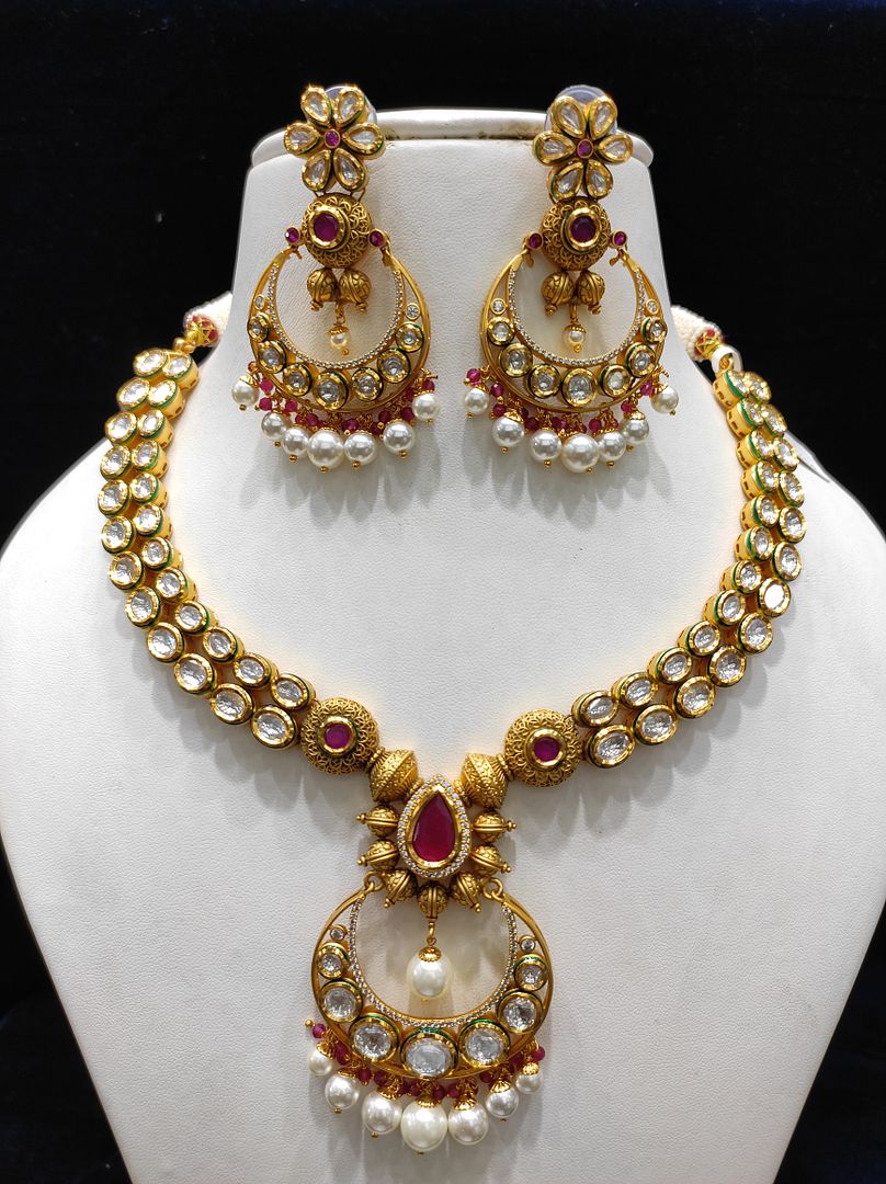 Fine Fashion Kundan Polki Jewellery Set By Chokerset CSACS444