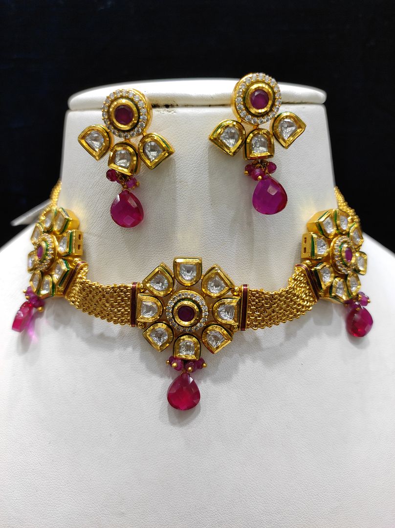 Fine Fashion Kundan Polki Jewellery Set By Chokerset CSACS432